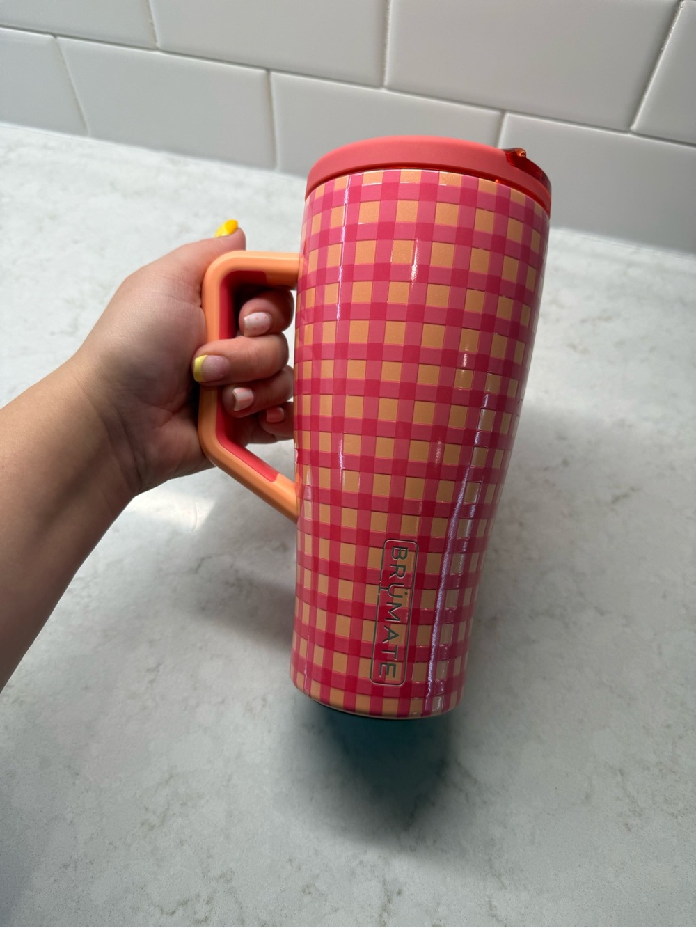 Brumate x Madi Nelson Peach Gingham Era Flip Tumbler - 30 oz